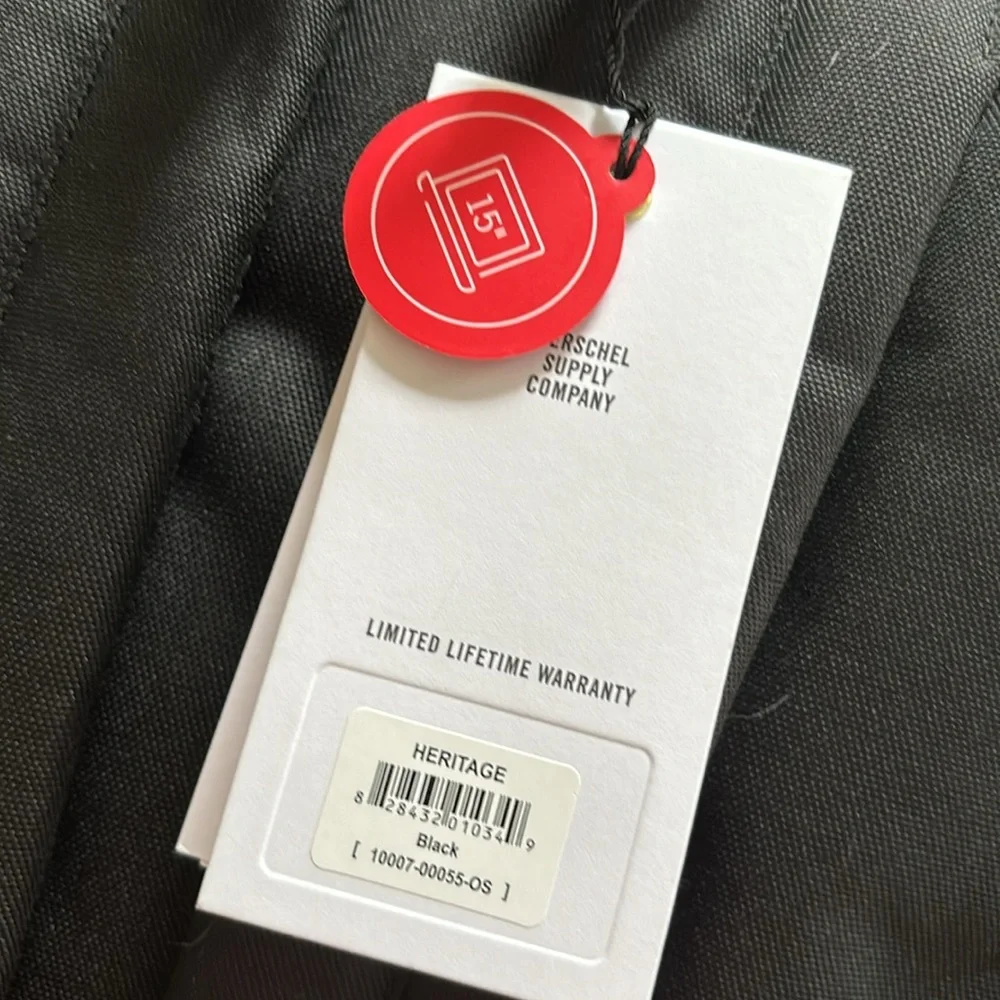 Herschel Black and Tan Heritage Backpack 21.5L